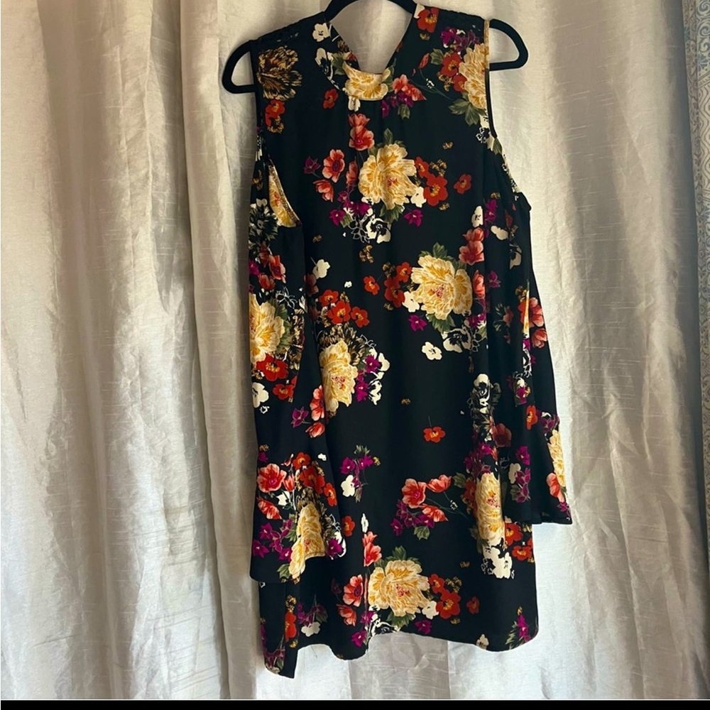 Xhilaration black floral cold shoulder dress XL